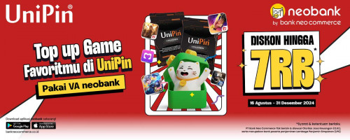 Top Up Games di UniPin Makin Hemat dengan Diskon 7Ribu dari neobank!